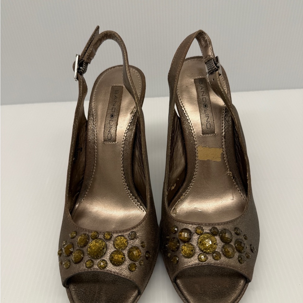 Bandolino Bronze Embellished Slingback Heels